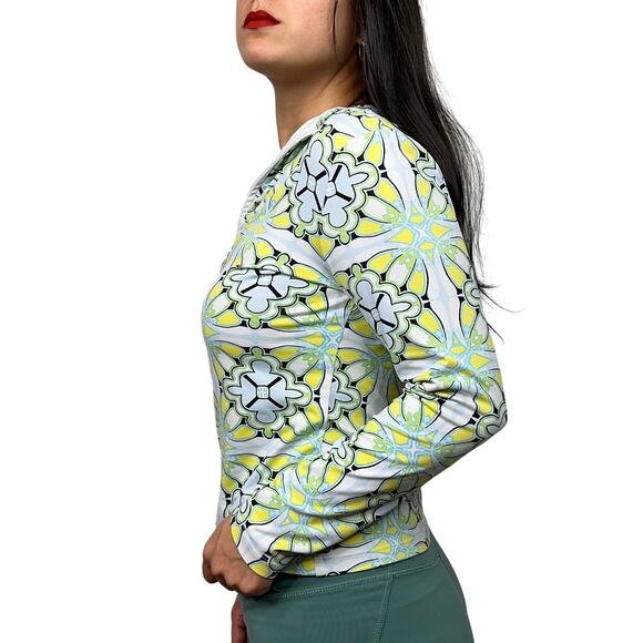 J. McLaughlin Bedford Yellow Green Blue Quarter Zip Pullover - Picture 4 of 9